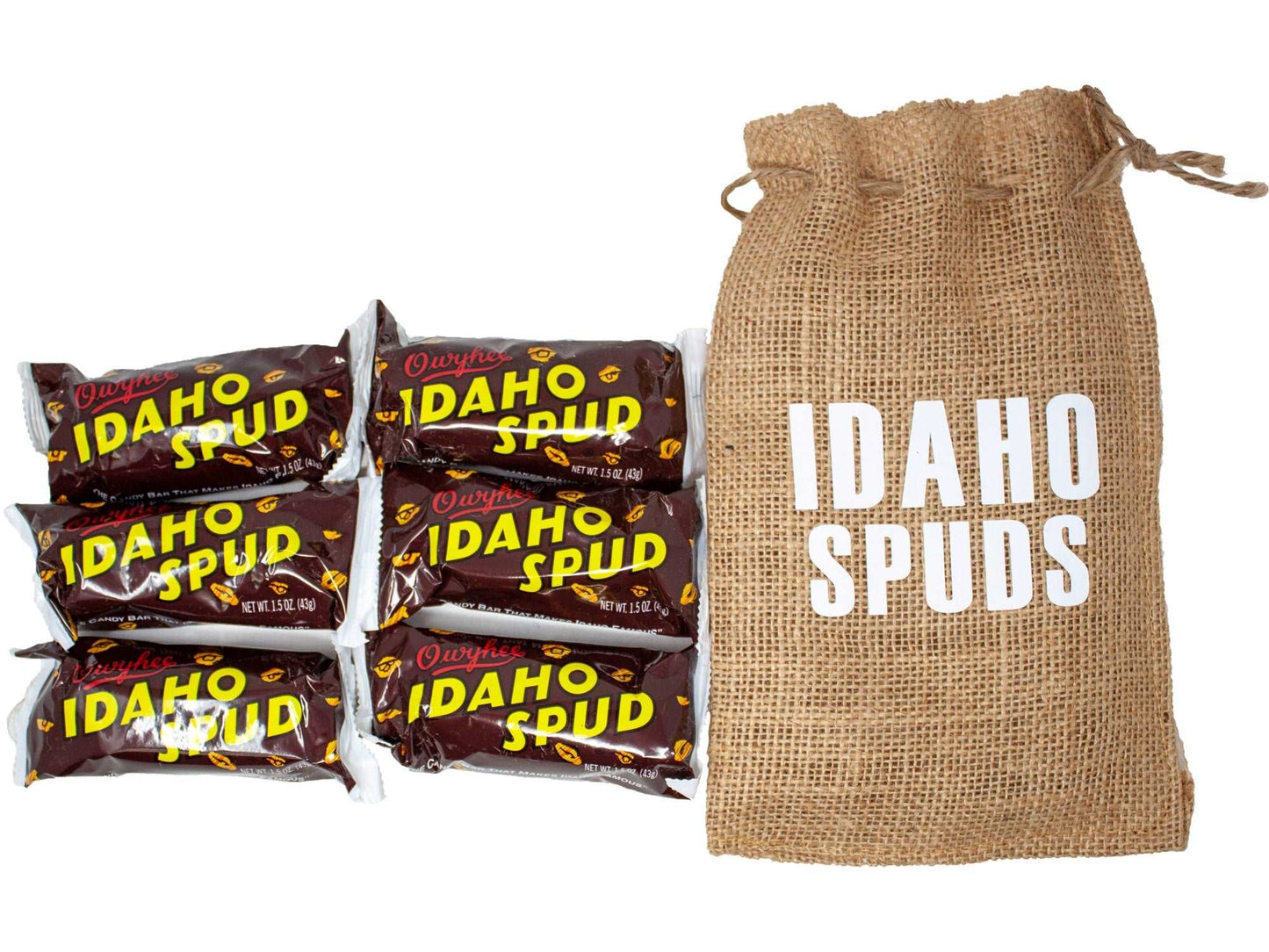 Famous Idaho Spud Candy Bars in Keepsake Burlap Sack