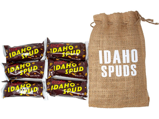 Famous Idaho Spud Candy Bars in Keepsake Burlap Sack