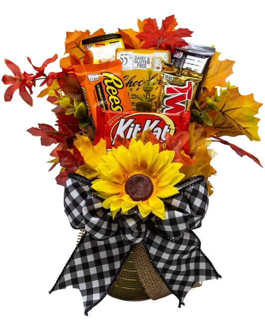 Autumn Sunflowers & Chocolate Candy Bouquet