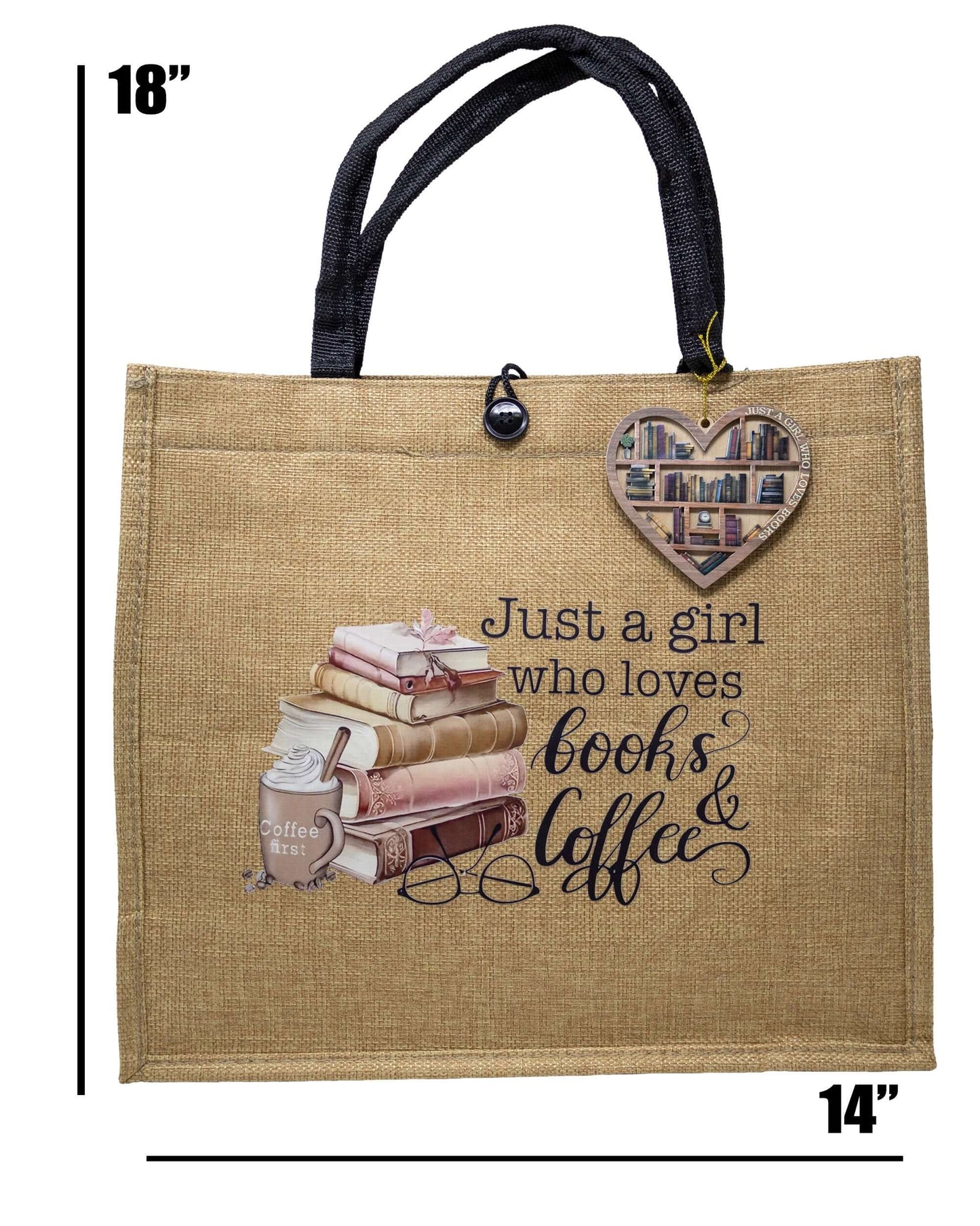 Book & Coffee Lover Gift Tote Bag | "Just a Girl Who Loves Books & Coffee"