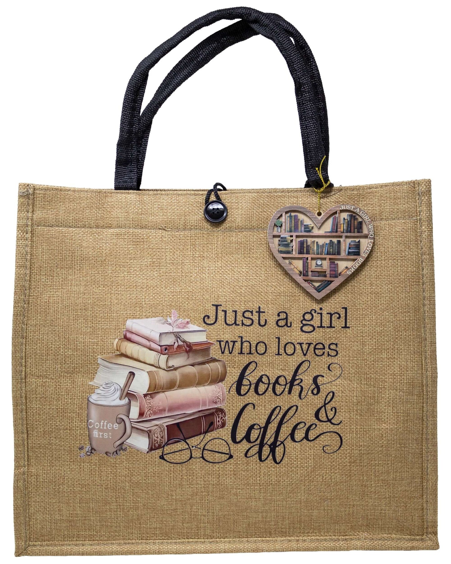 Book & Coffee Lover Gift Tote Bag | "Just a Girl Who Loves Books & Coffee"
