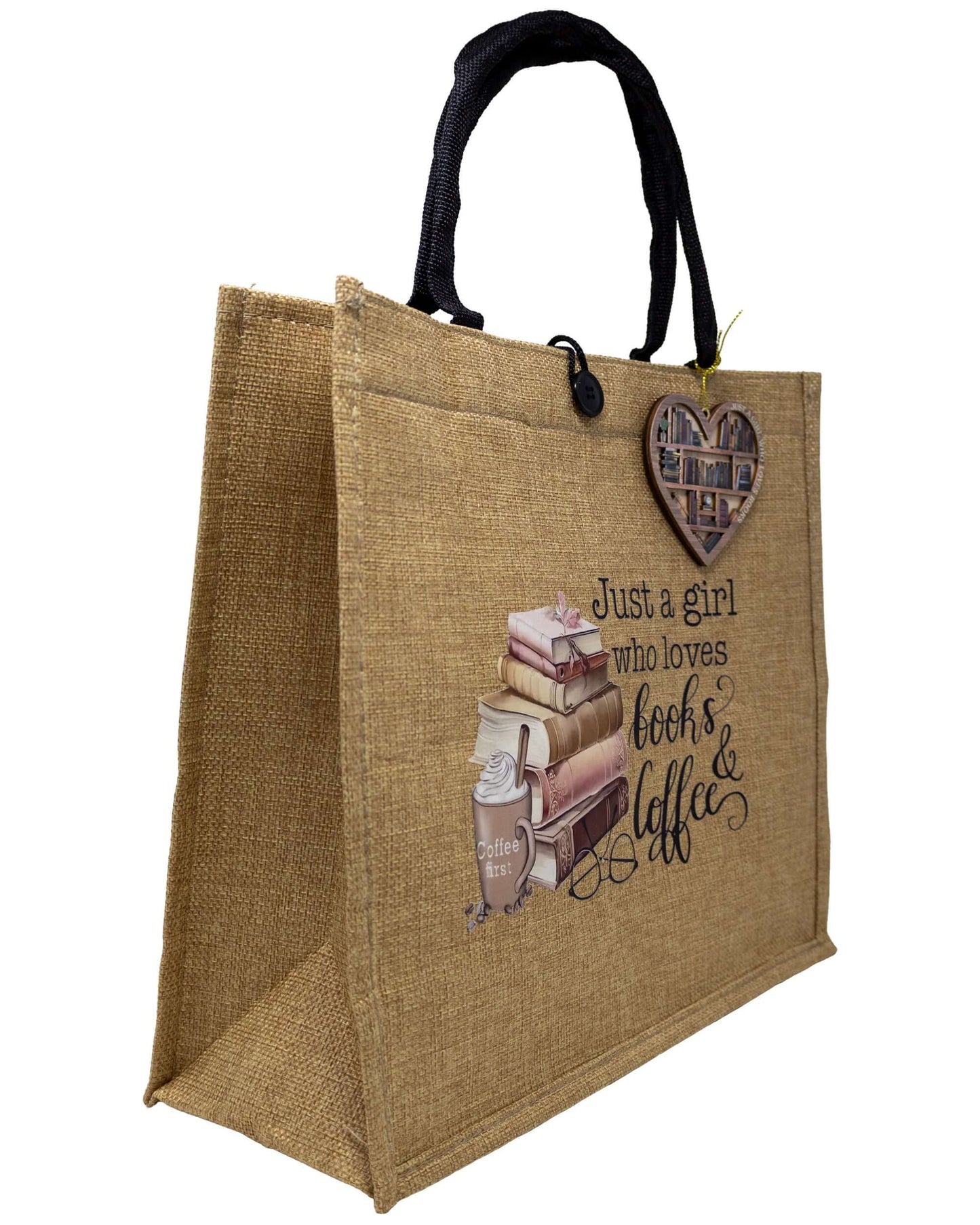 Book & Coffee Lover Gift Tote Bag | "Just a Girl Who Loves Books & Coffee"