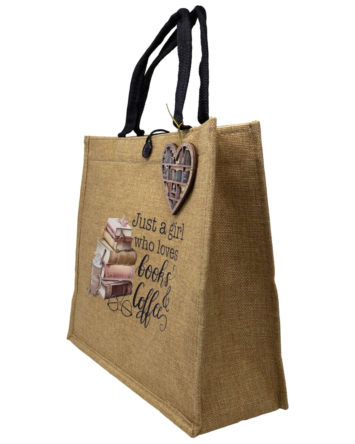 Book & Coffee Lover Gift Tote Bag | "Just a Girl Who Loves Books & Coffee"