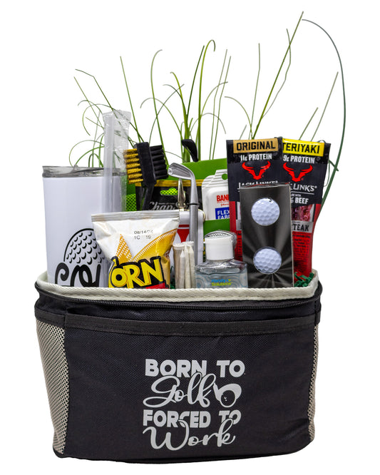 Born to Golf Forced to Work Golfer Tools Gift Basket
