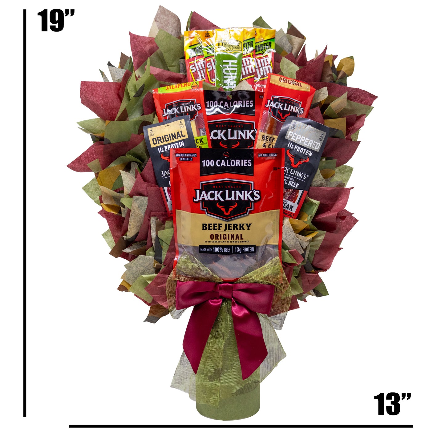 Beef Jerky Bouquet with a Unique Variety of Name Brand Meat Snacks