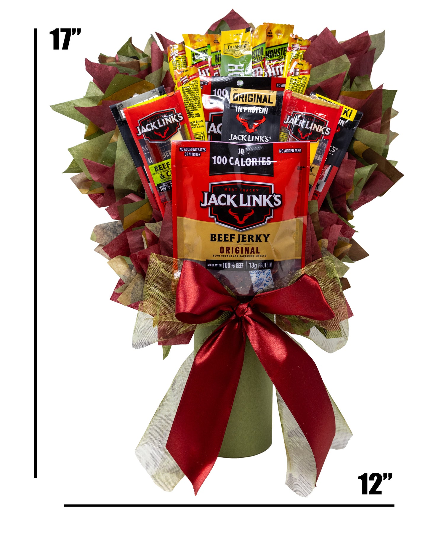 Beef Jerky Bouquet with a Unique Variety of Name Brand Meat Snacks