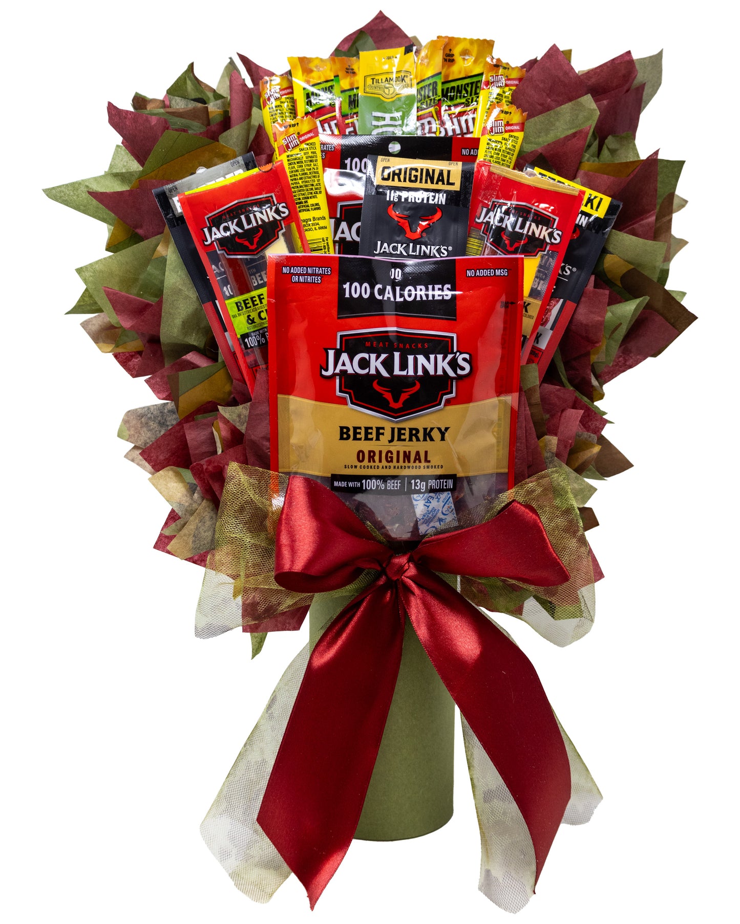Beef Jerky Bouquet with a Unique Variety of Name Brand Meat Snacks