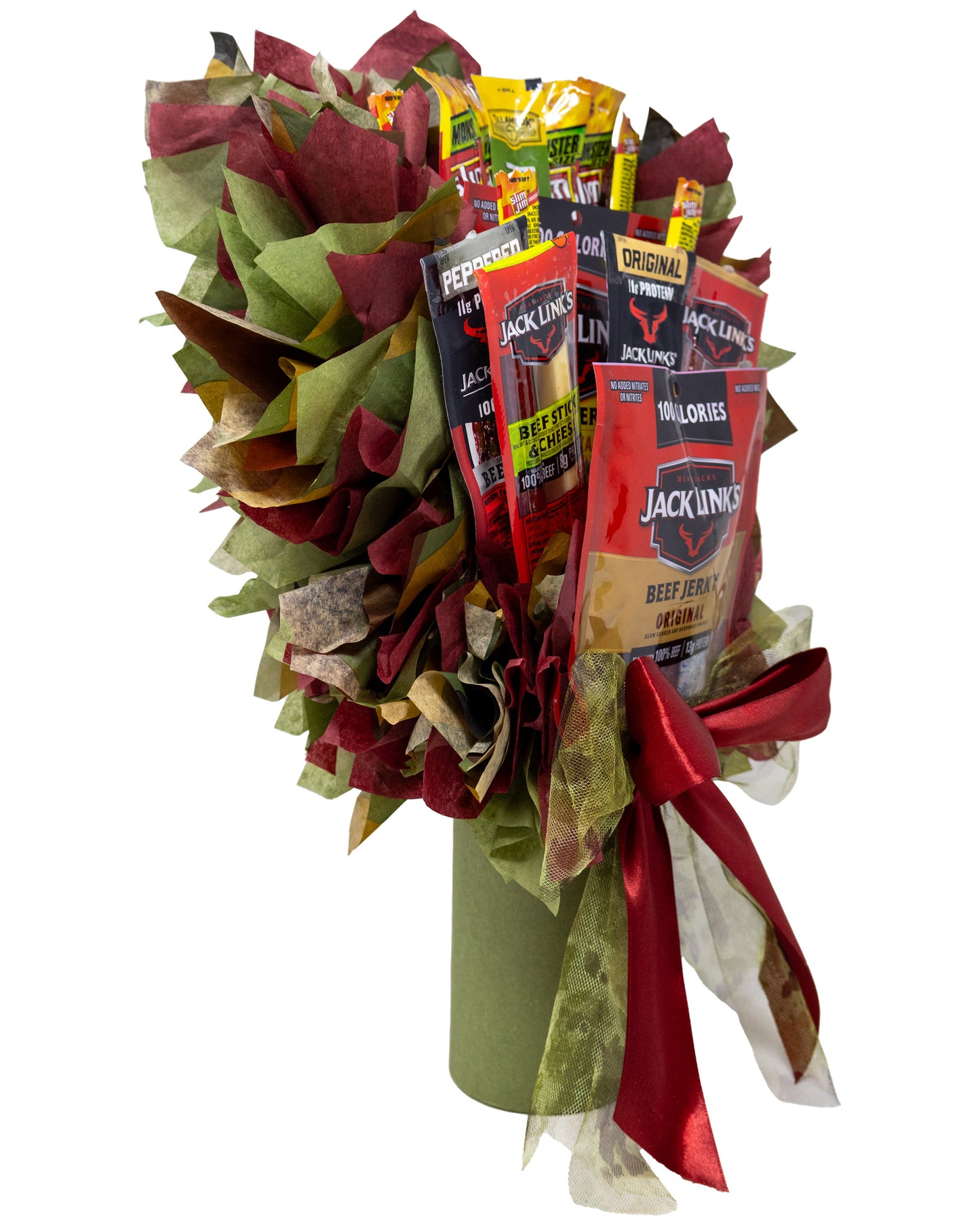 Beef Jerky Bouquet with a Unique Variety of Name Brand Meat Snacks
