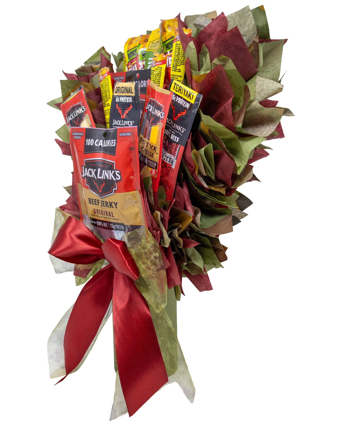 Beef Jerky Bouquet with a Unique Variety of Name Brand Meat Snacks