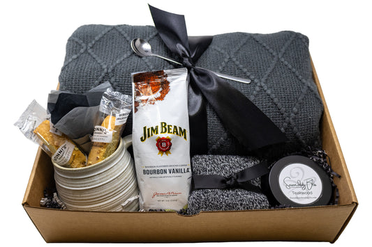 Cozy Charcoal Knitted Blanket Gift Set for Men