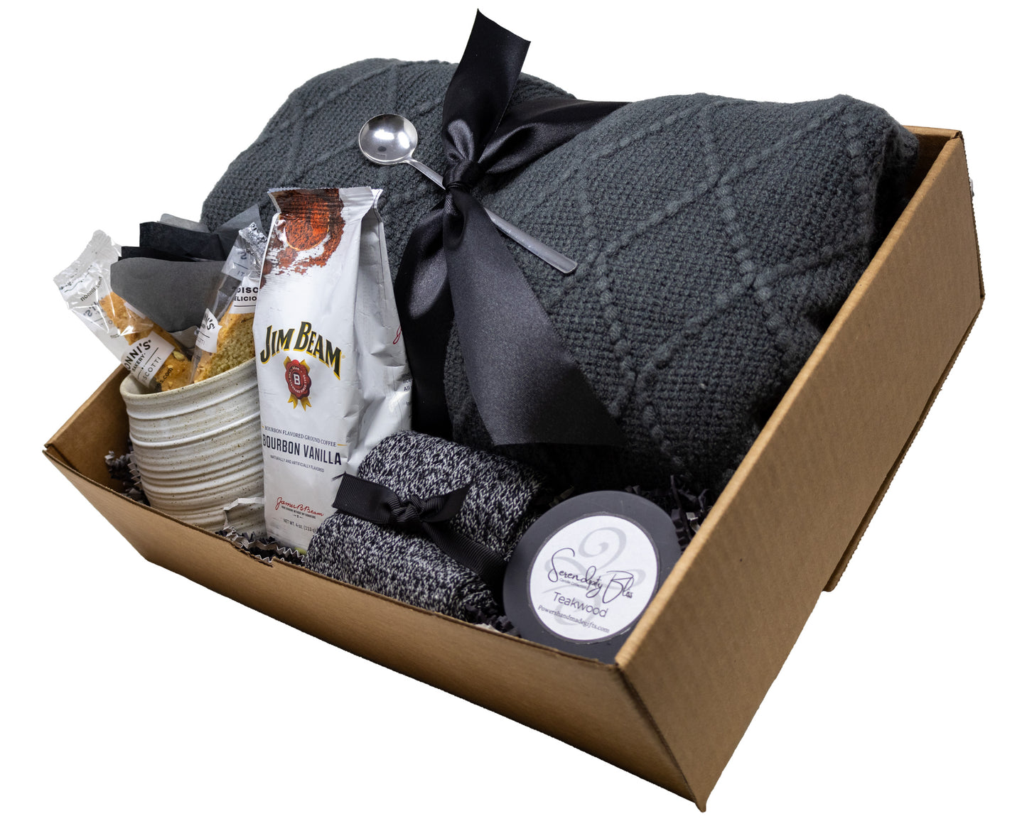 Cozy Charcoal Knitted Blanket Gift Set for Men