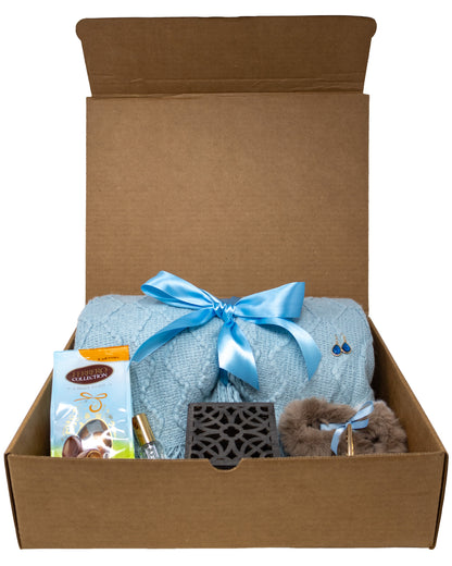Cozy Blanket Gift Set Box with Blue Theme
