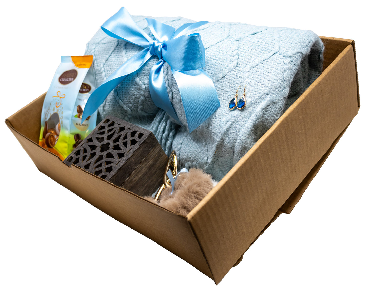 Cozy Blanket Gift Set Box with Blue Theme