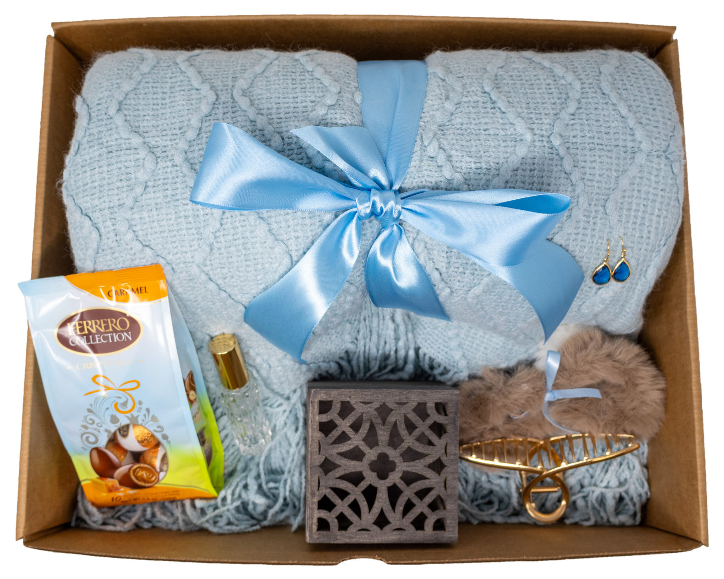 Cozy Blanket Gift Set Box with Blue Theme