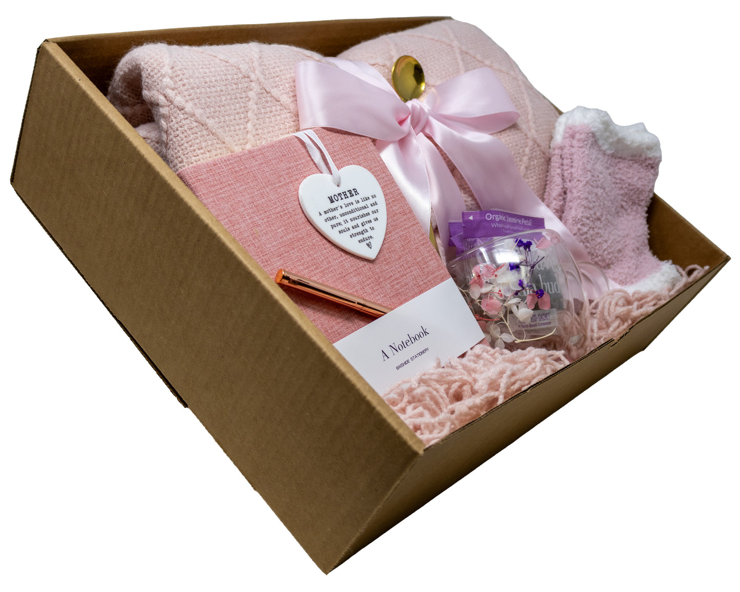 Cozy Blanket & Tea Gift Set Box with Pink Theme