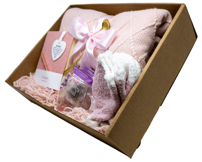 Cozy Blanket & Tea Gift Set Box with Pink Theme