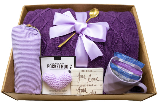 Cozy Blanket Gift Set Box with Purple Theme