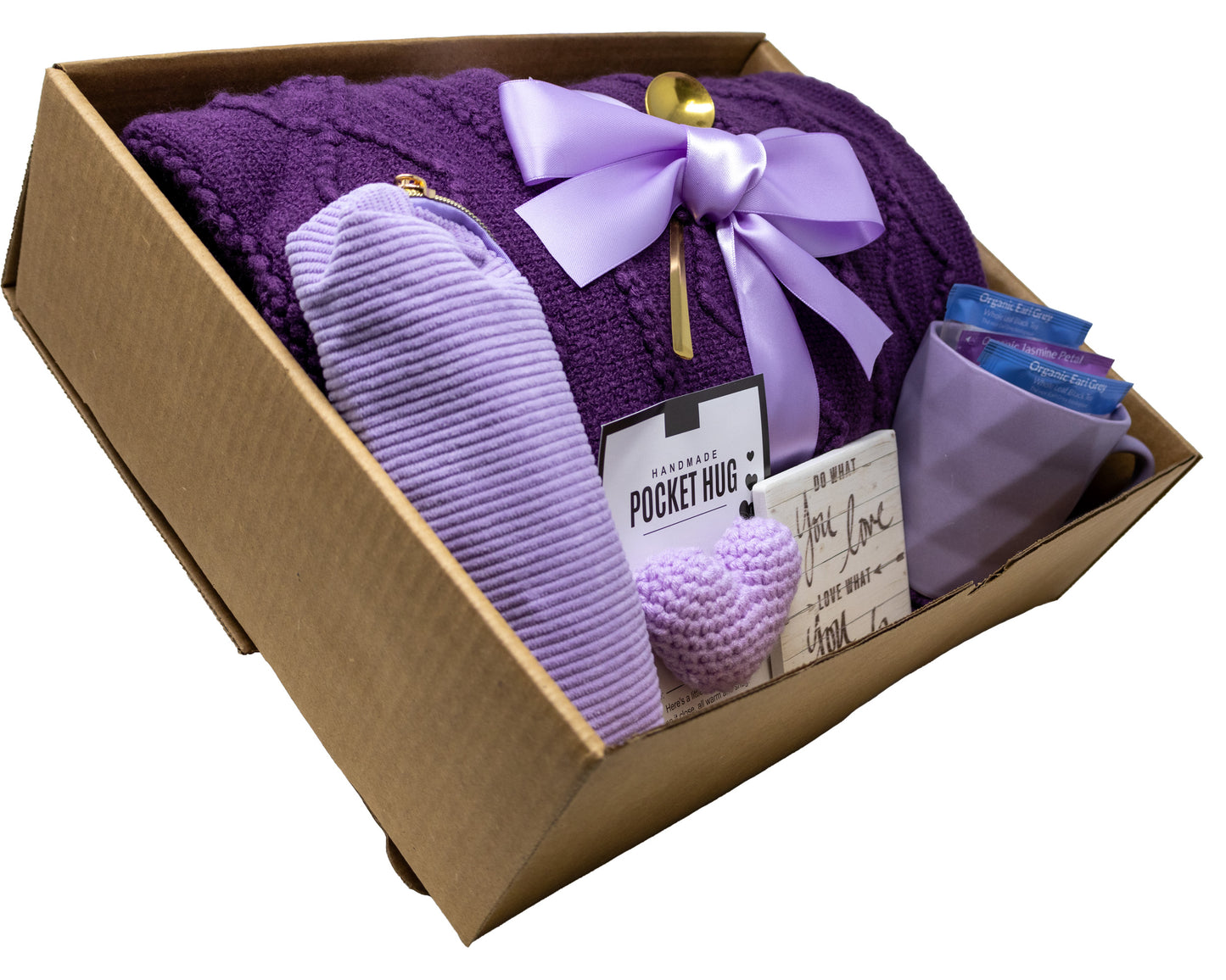 Cozy Blanket Gift Set Box with Purple Theme