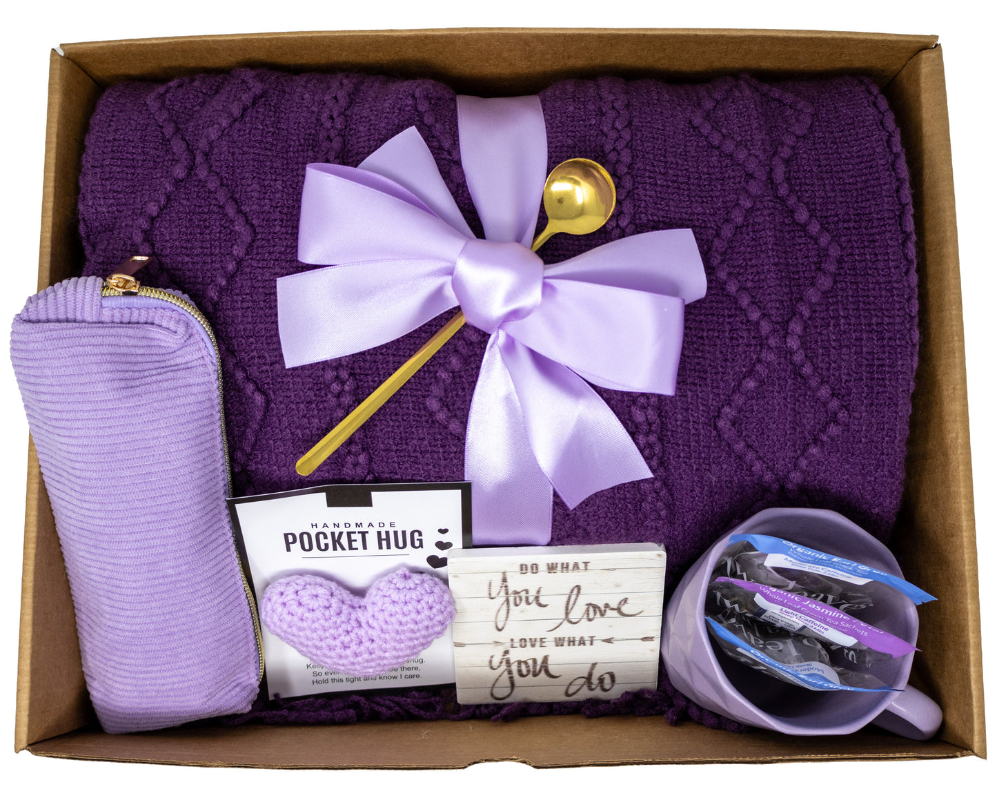 Cozy Blanket Gift Set Box with Purple Theme