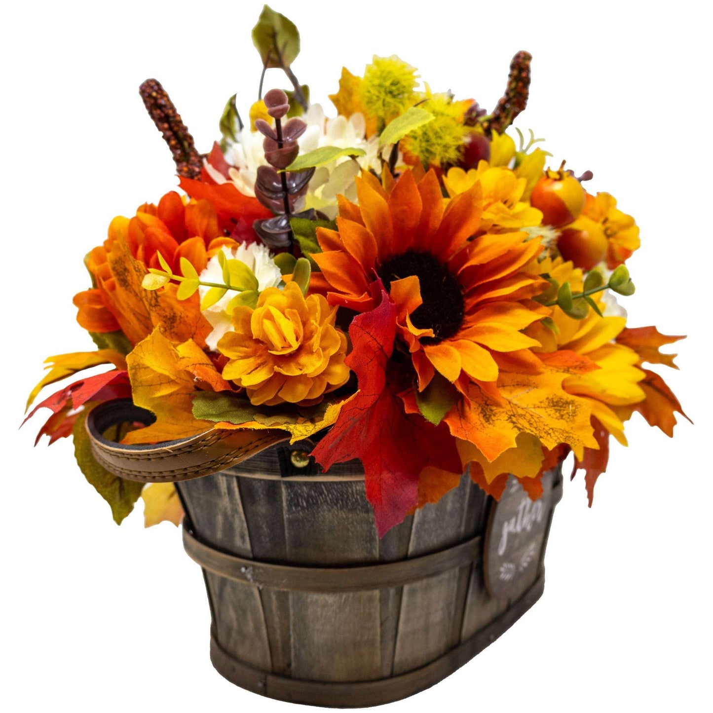 Fall Harvest Centerpiece in Wooden Basket