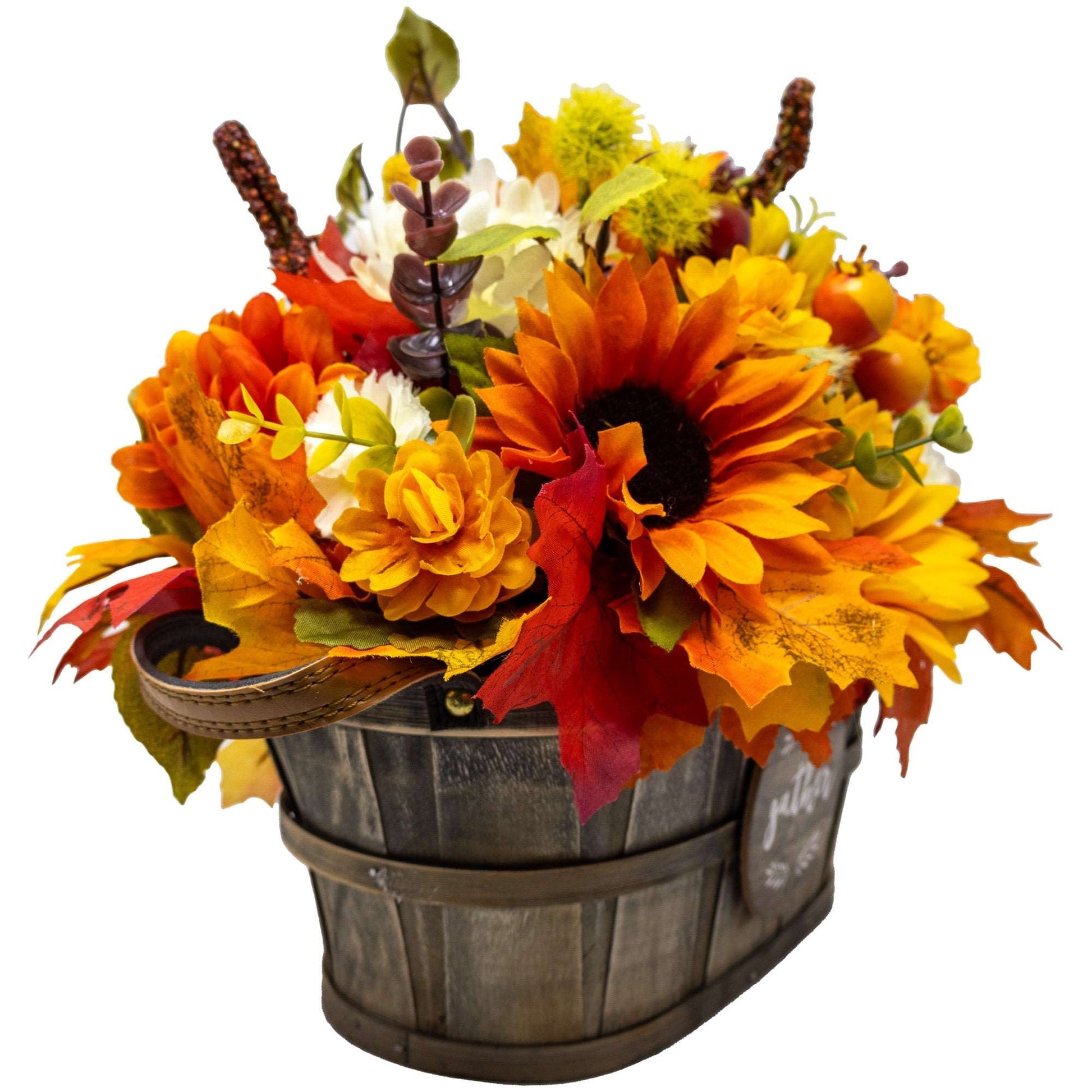 Fall Harvest Centerpiece in Wooden Basket