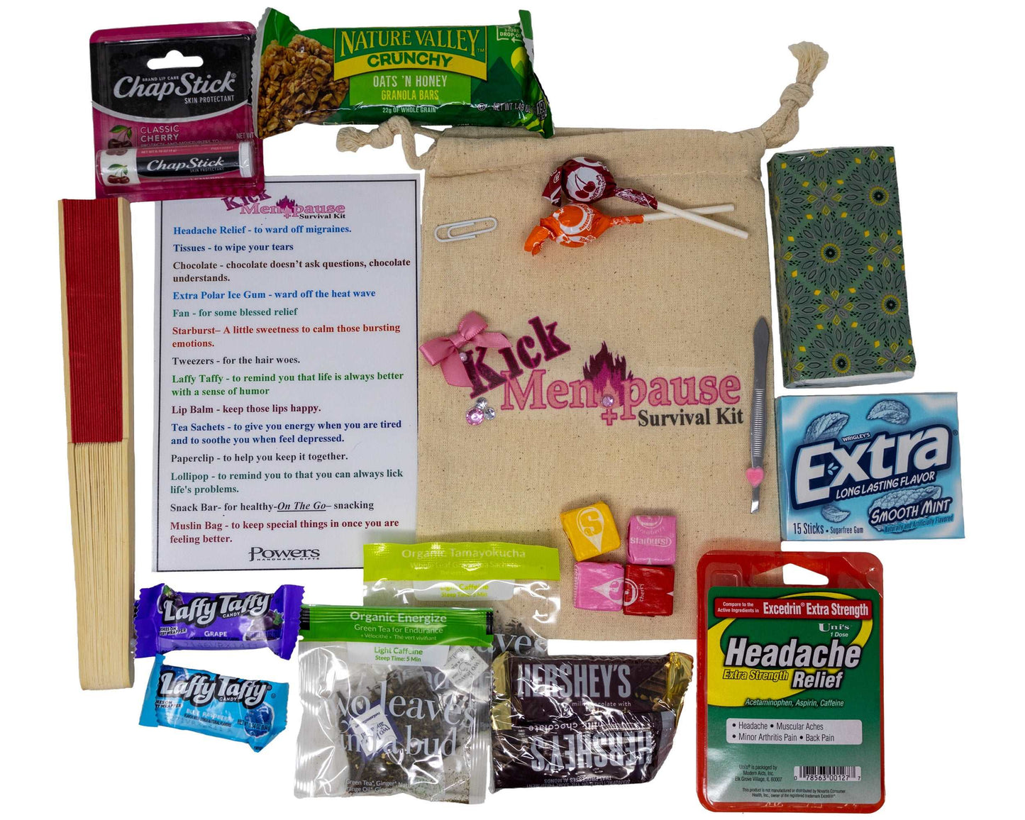 Funny Menopause Gift Set for Women with Survival Kit, Metal Sign and Display Stand