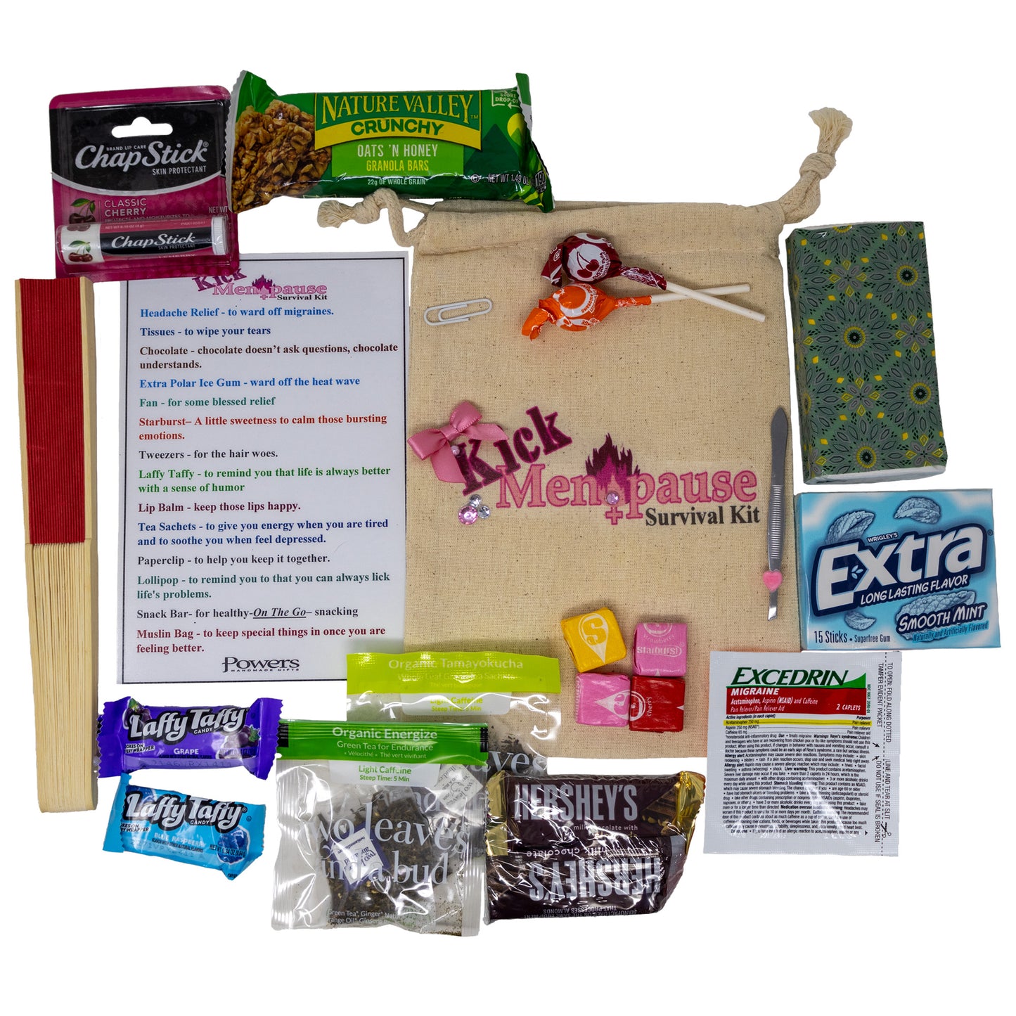 Funny Menopause Gift Set for Women with Survival Kit, Metal Sign and Display Stand