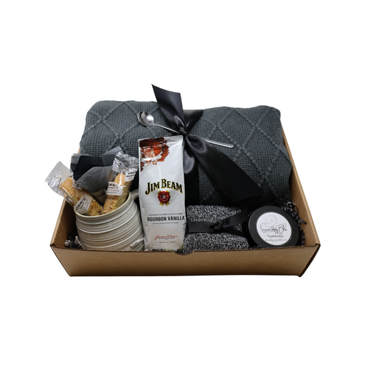 Cozy Charcoal Knitted Blanket Gift Set for Men
