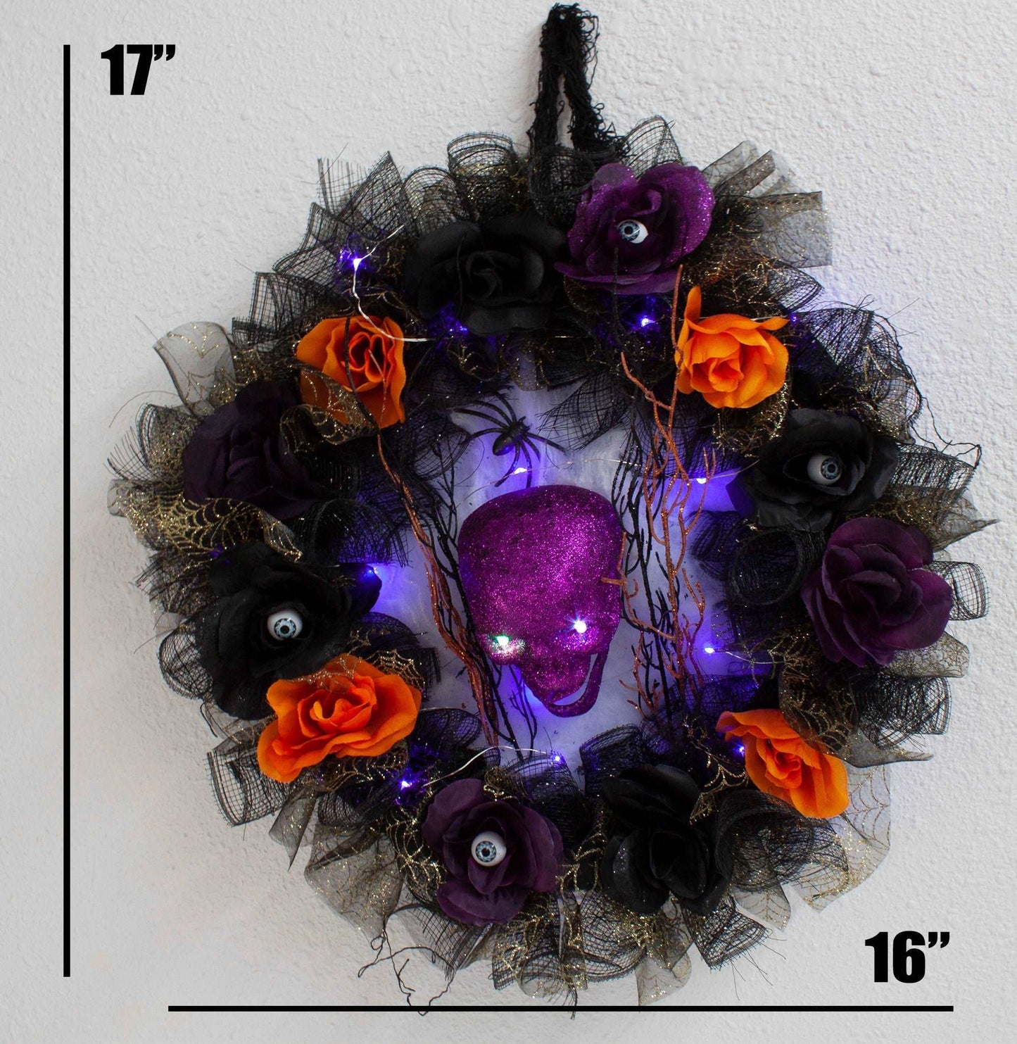 Gothic Light-up Skull Wreath