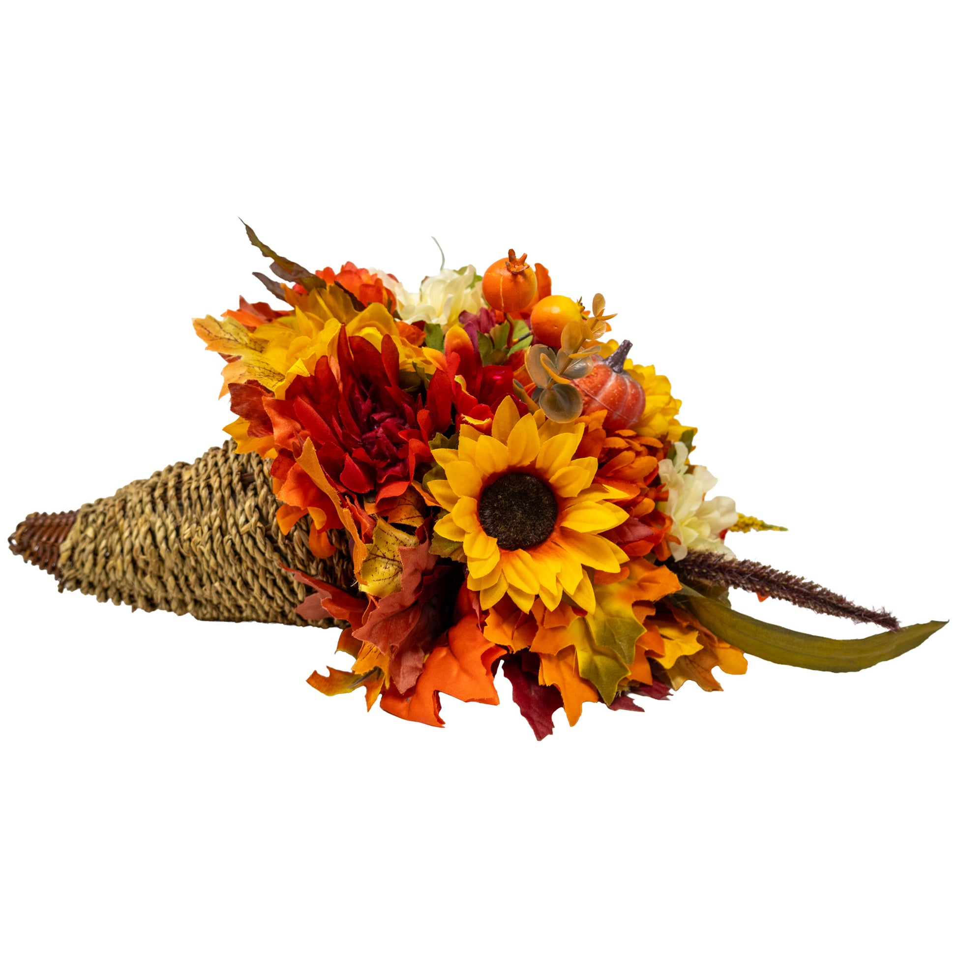 Harvest Cornucopia Centerpiece Floral Arrangement with Fairy Lights