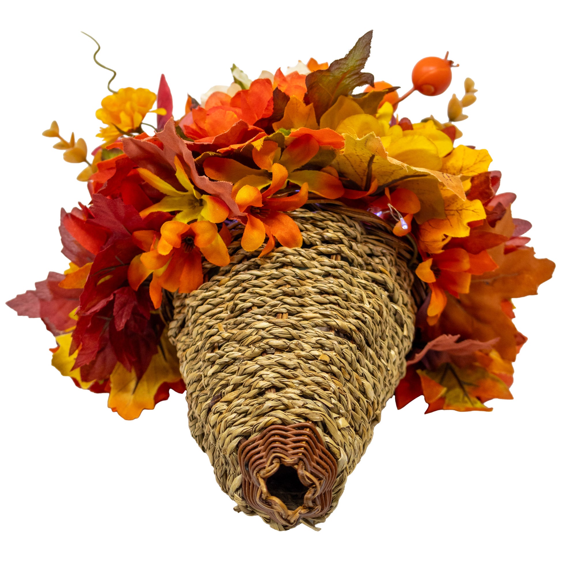 Harvest Cornucopia Centerpiece Floral Arrangement with Fairy Lights