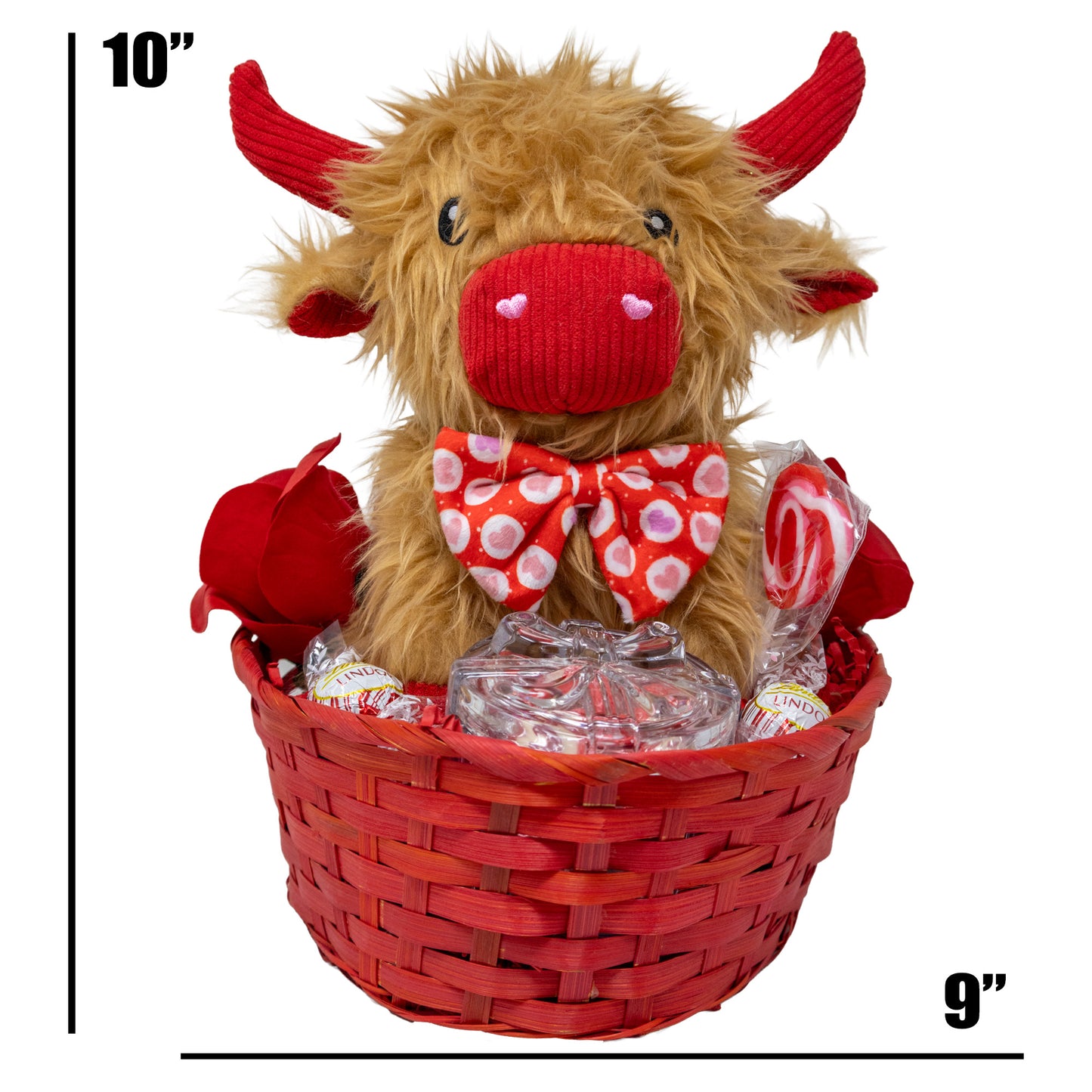 Highland Cow and Keepsake Jewelry Box Valentine Gift Basket with Chocolates