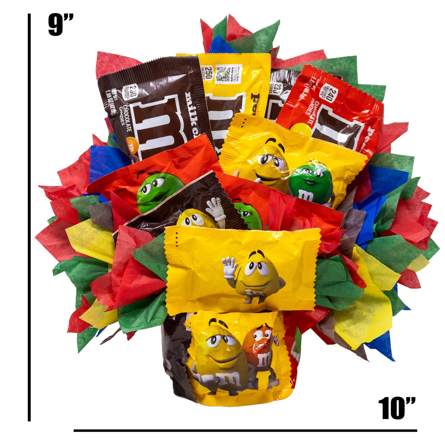 M&M's Chocolate Candy Bouquet Gift with Fun Size Snack Pack