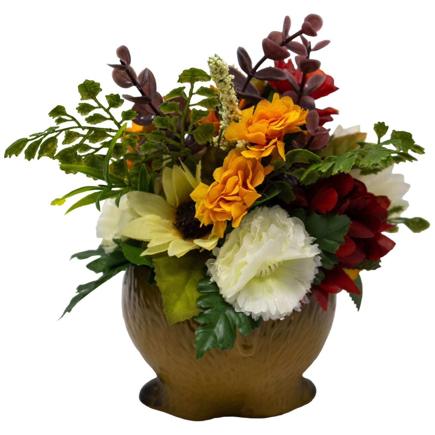Ceramic Moose Floral Arrangement with Fall Flowers