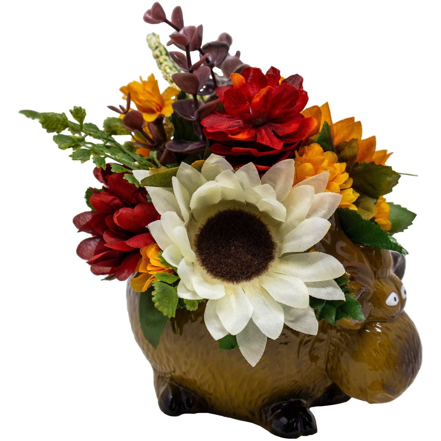 Ceramic Moose Floral Arrangement with Fall Flowers