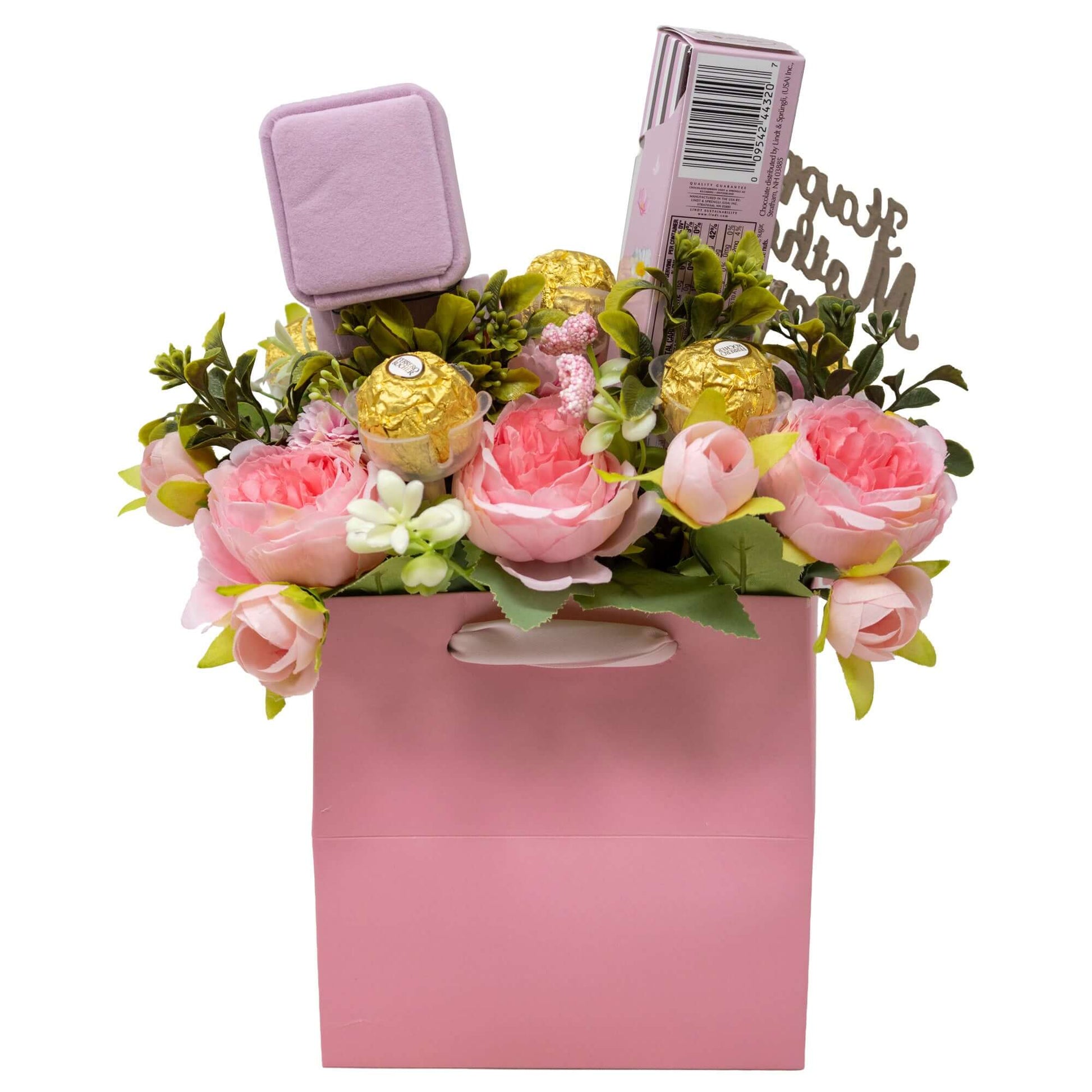 Mother's Day Candy, Flower, and Earring Bouquet