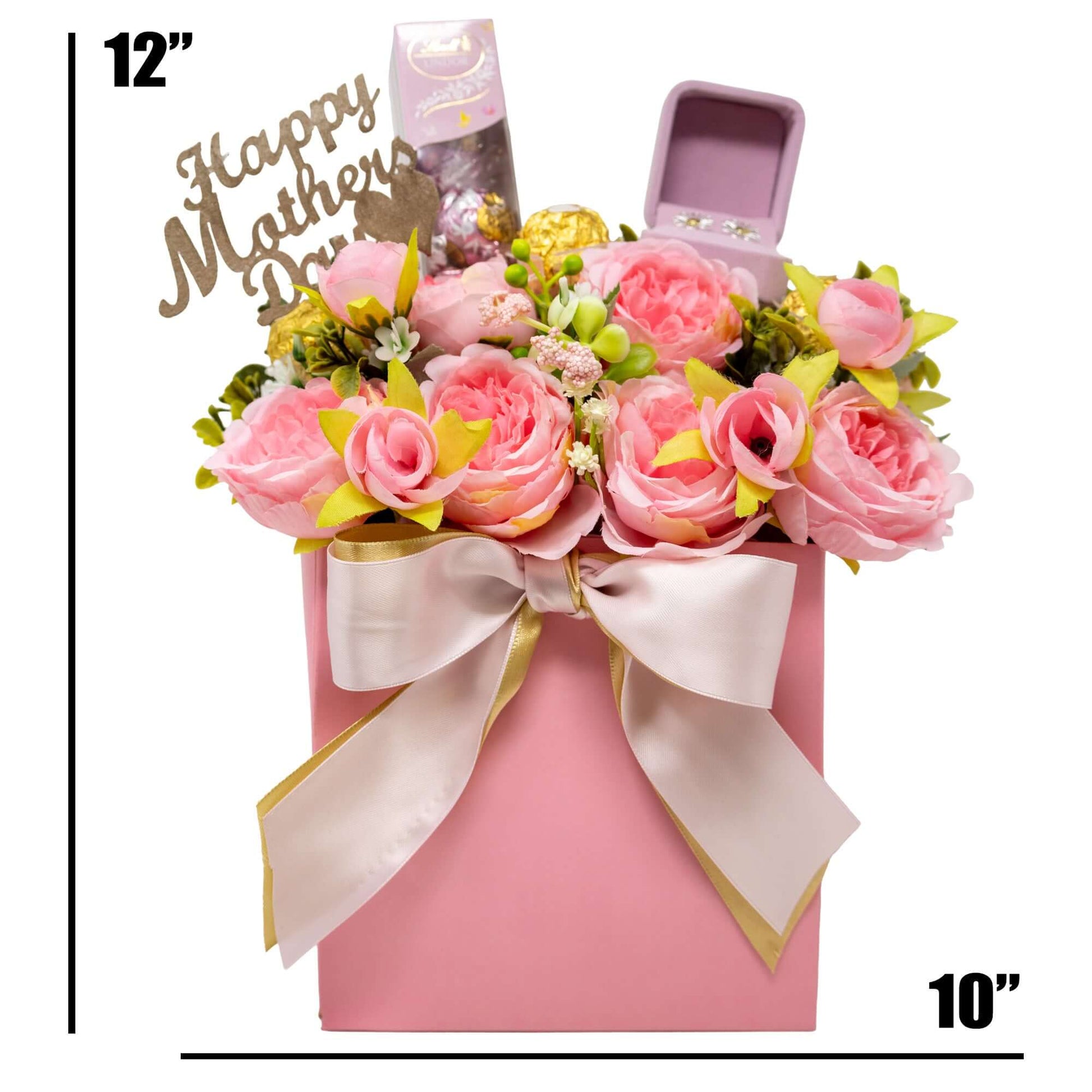 Mother's Day Candy, Flower, and Earring Bouquet