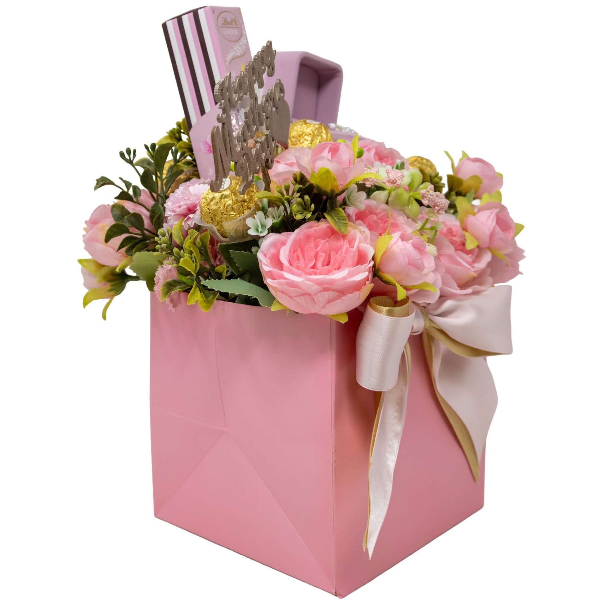 Mother's Day Candy, Flower, and Earring Bouquet