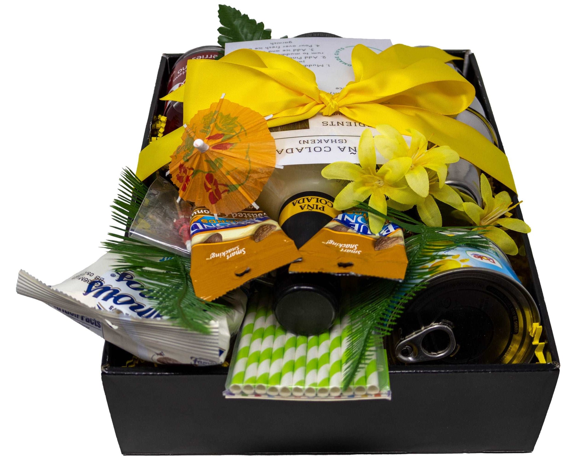 Piña Colada Mix Gift Basket with Recipe Card & Coconut Snacks