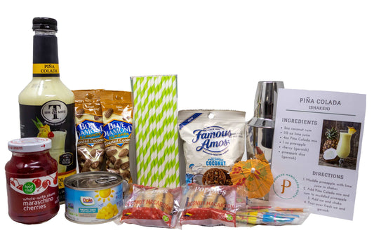 Piña Colada Mix Gift Basket with Recipe Card & Coconut Snacks