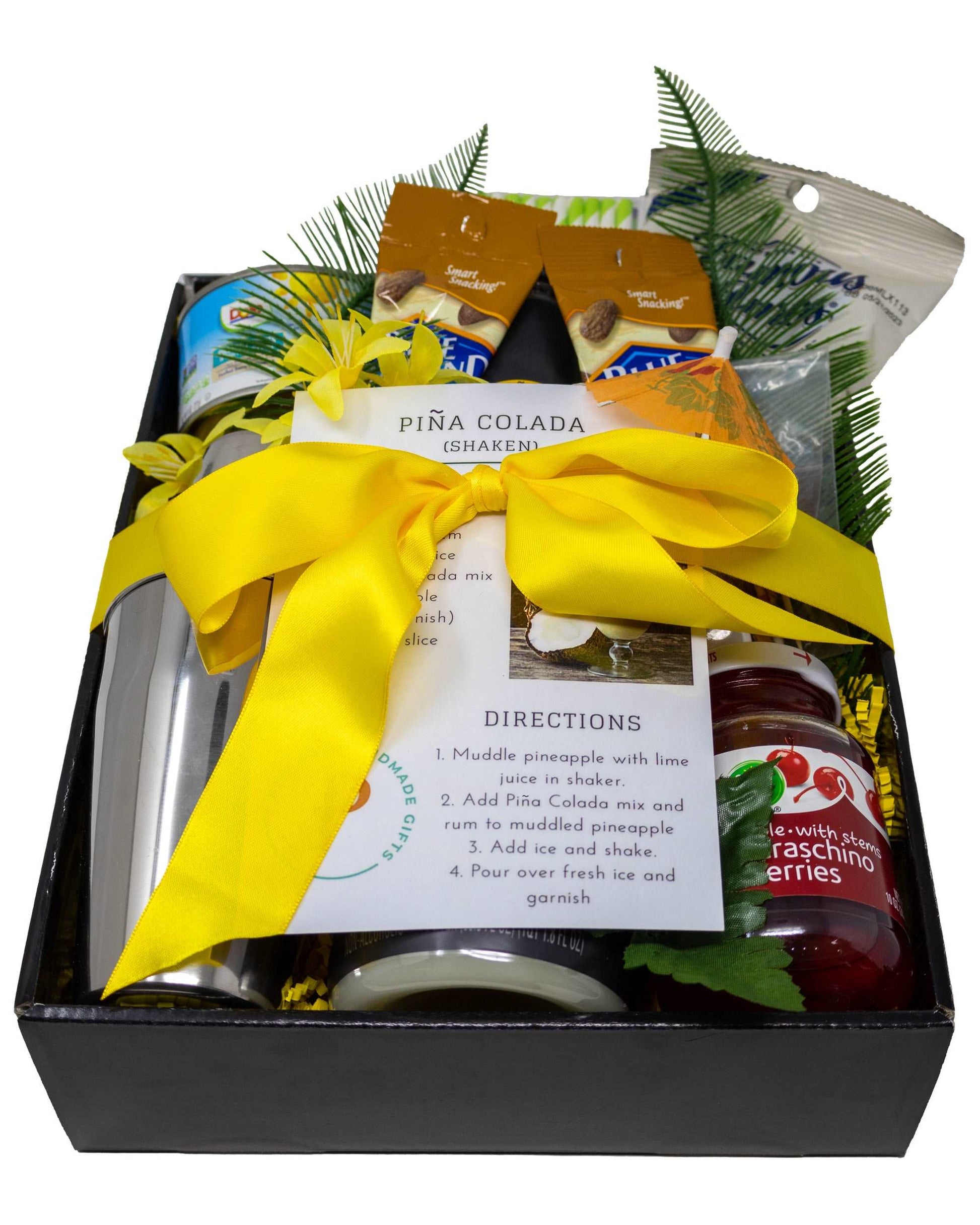 Piña Colada Mix Gift Basket with Recipe Card & Coconut Snacks