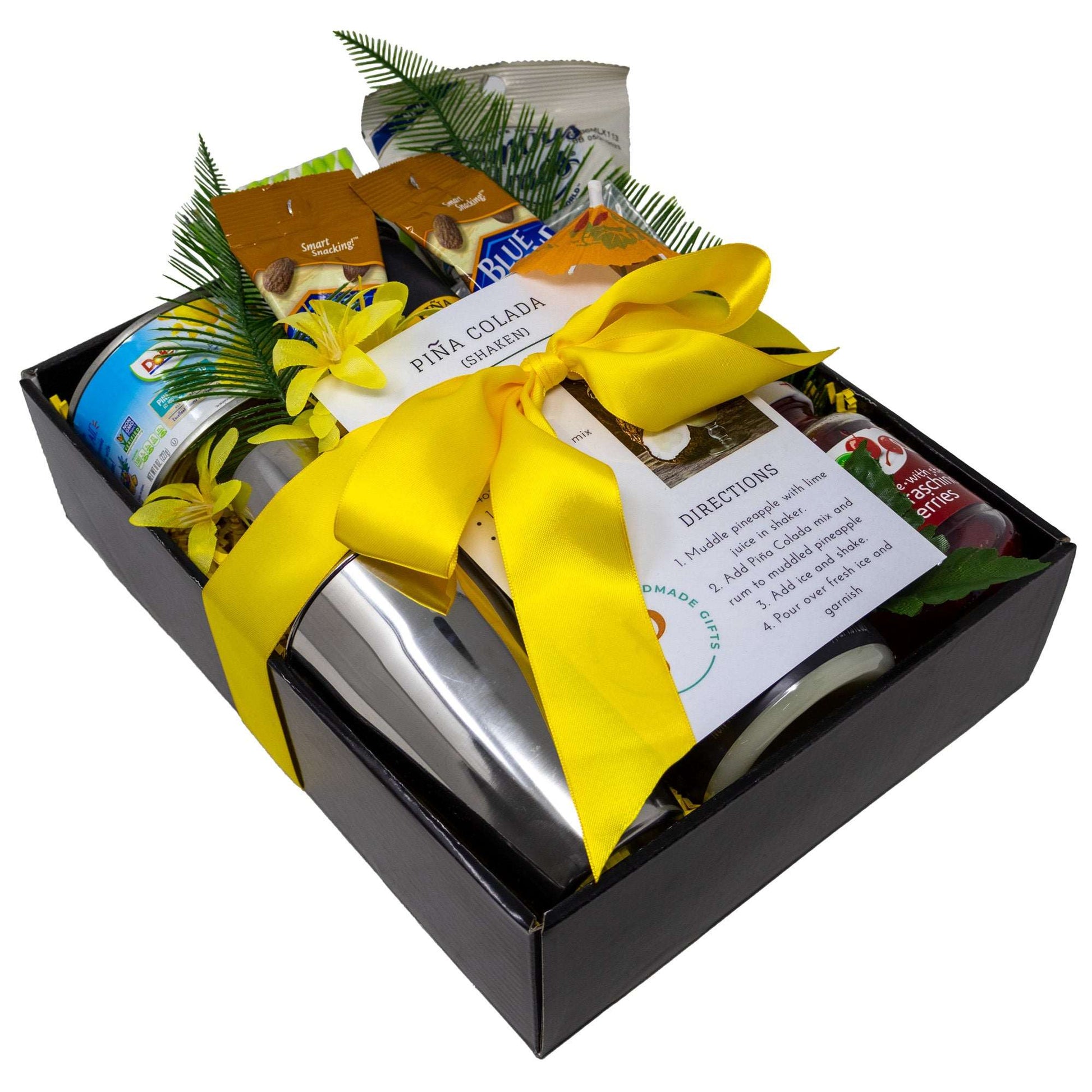 Piña Colada Mix Gift Basket with Recipe Card & Coconut Snacks