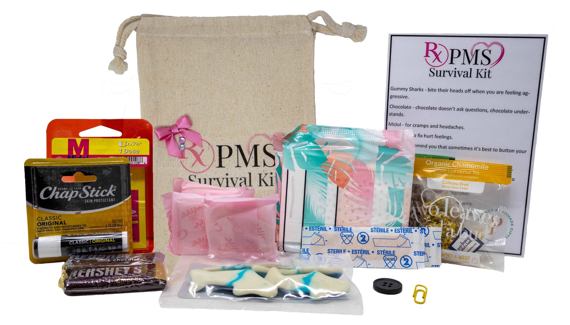PMS Survival Kit for Shark Week Relief. Funny Comfort Care Package