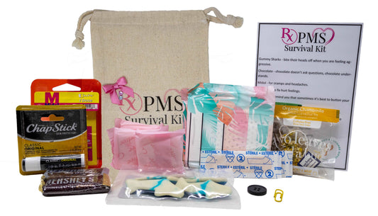 PMS Survival Kit for Shark Week Relief. Funny Comfort Care Package