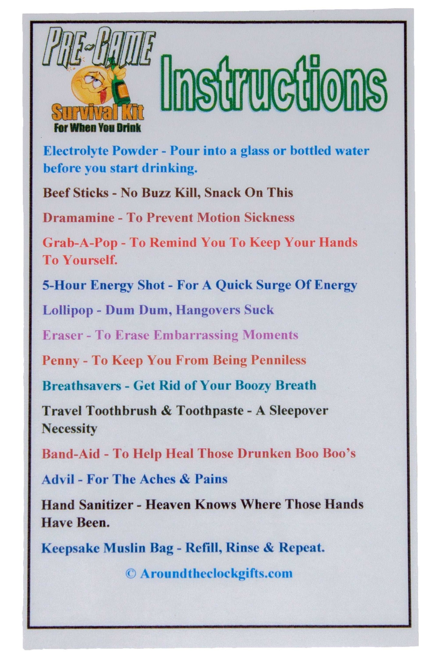 Pre-Game Hangover Funny Survival Kit