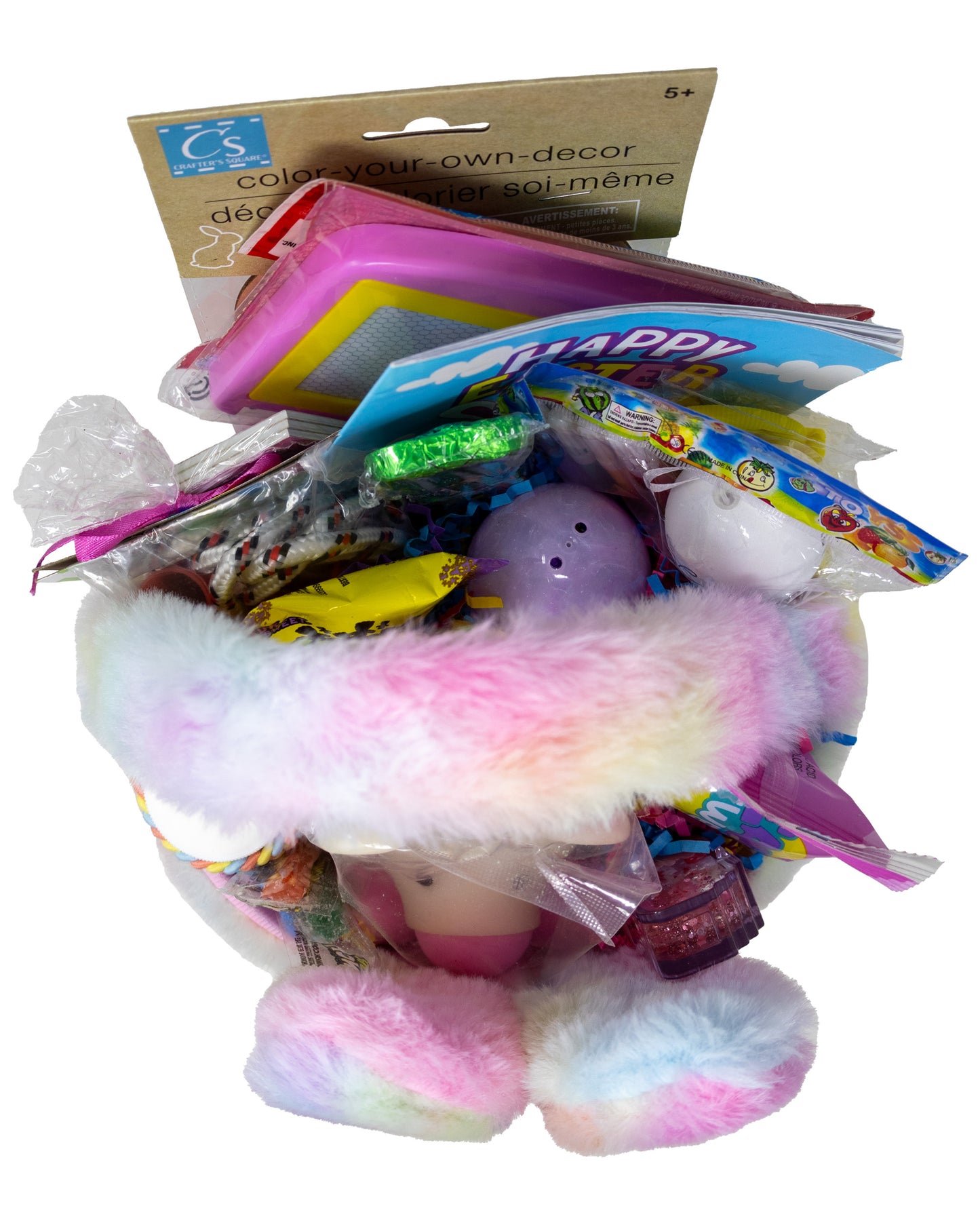 Easter Peeps Rainbow Pastel Bunny Basket for Kids | Prefilled Easter Baskets
