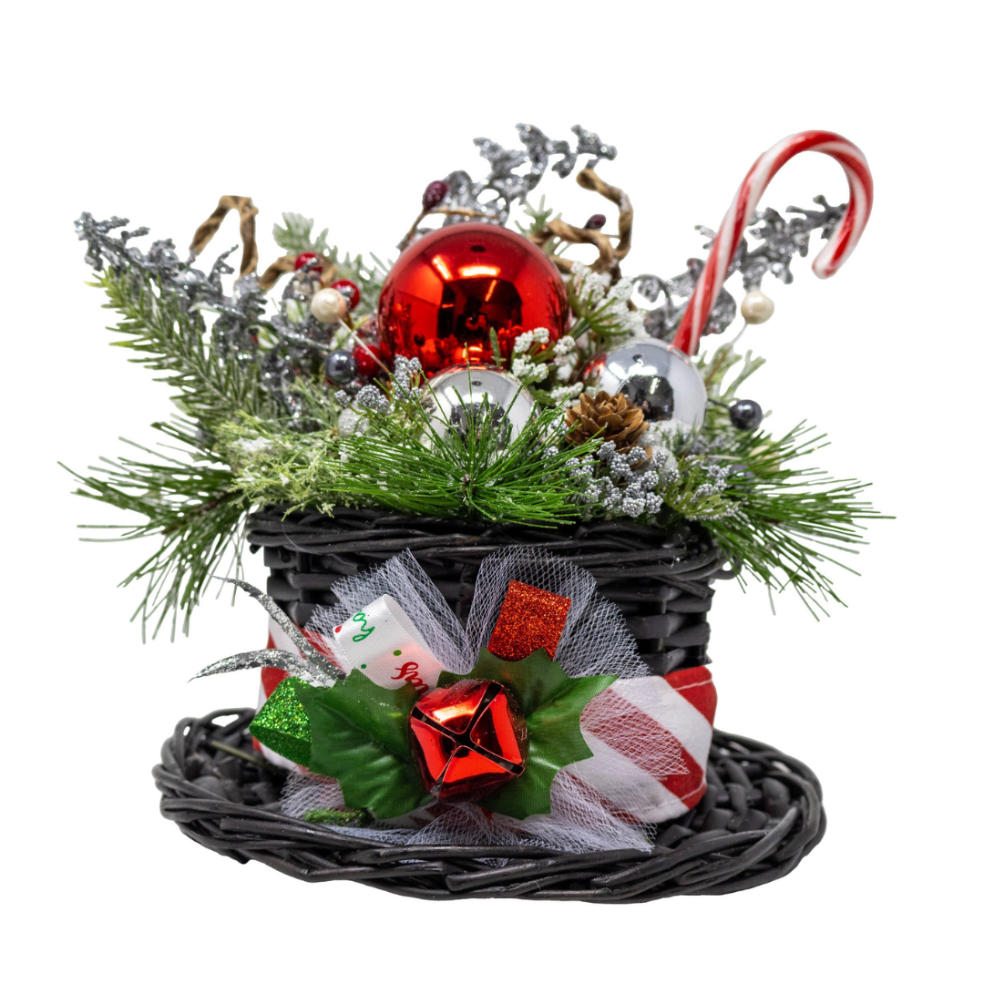 Snowman's Hat Christmas Floral Arrangement