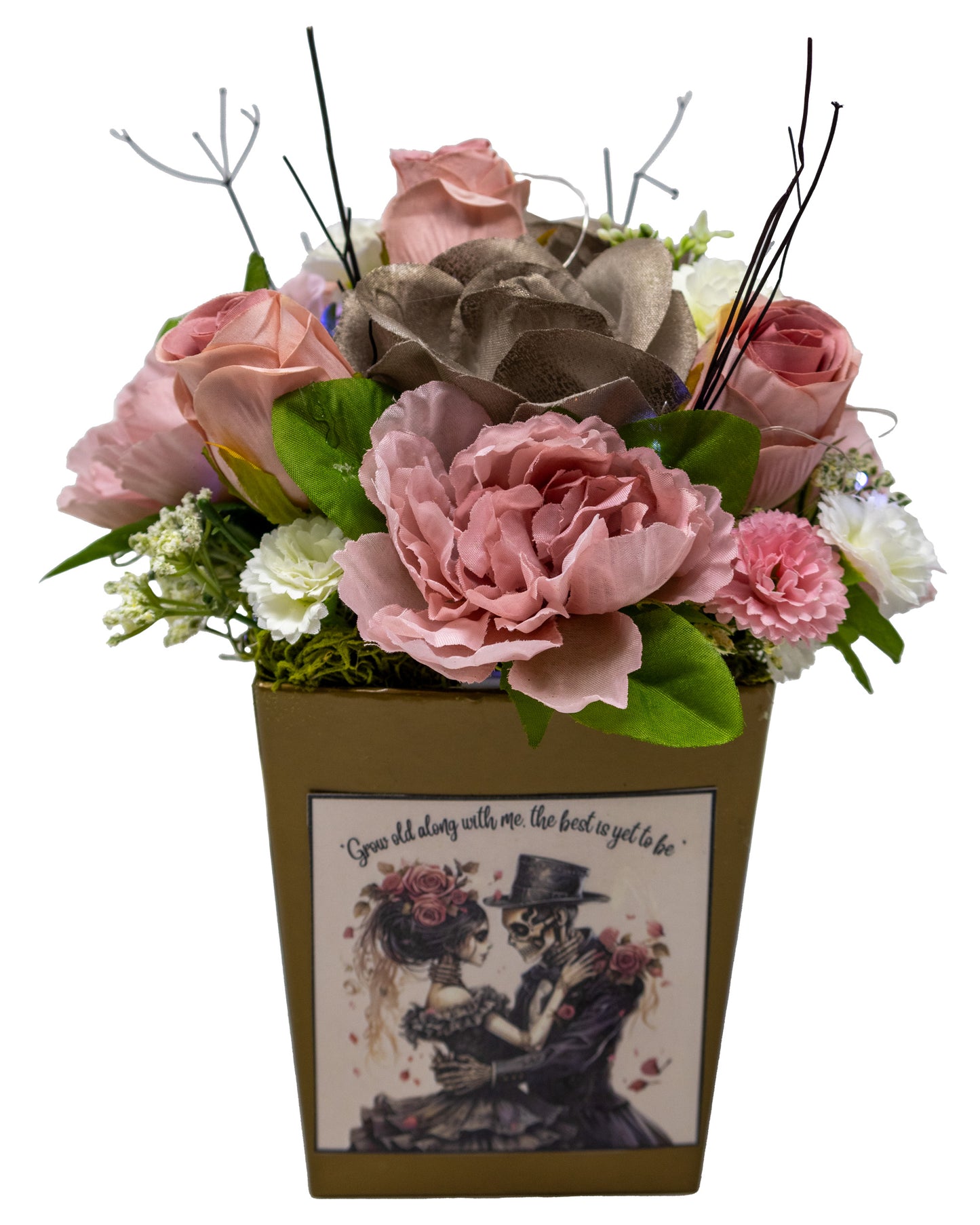 Grow Old With Me Floral Arrangement with Fairy Lights