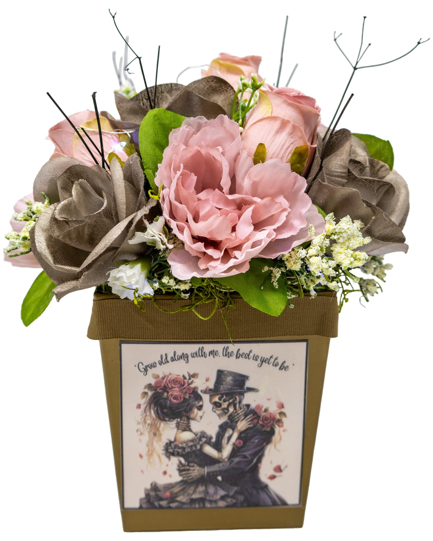 Grow Old With Me Floral Arrangement with Fairy Lights
