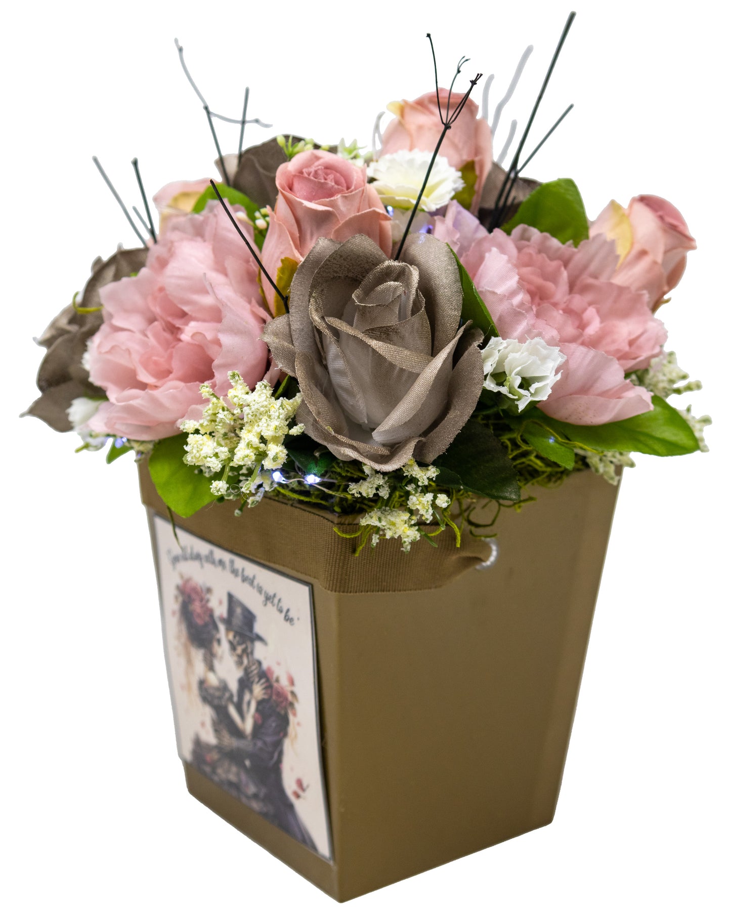 Grow Old With Me Floral Arrangement with Fairy Lights